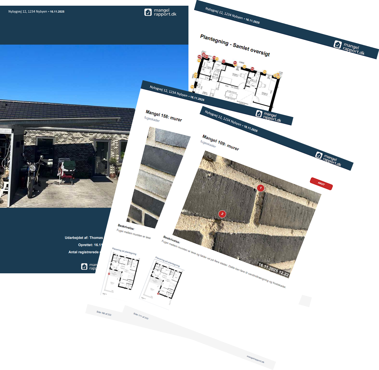 Eksempel på mangelrapport fra digital mangelgennemgang